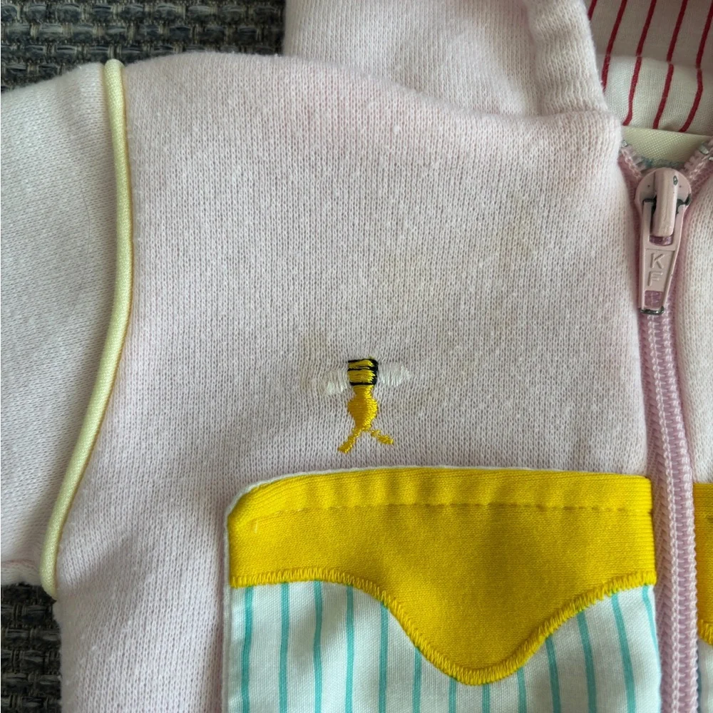 Vintage We Go Honeybear Hoodie Pants Set Pink Yellow 18 Months 1980s Baby Outfit